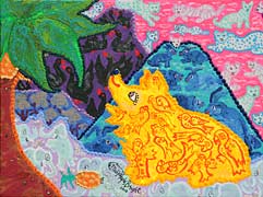 Parrot Dogs Pineapple Palm, Copyright 2010, Maija Peeples-Bright -- Click to Expand...