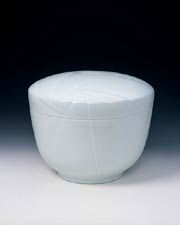 White Porcelain Covered Box with Carved Pattern, Copyright 2003, Peter Hamann -- Click to Expand...