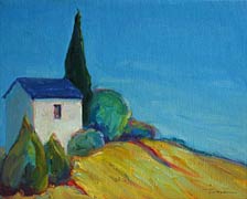 Shed with Blue Roof, Tuscany, Copyright 2006, Leslie Toms -- Click to Expand...