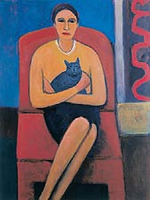 Woman Holding Large Cat, Copyright 2002, Alan Post -- Click to Expand...