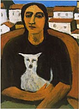 Woman with White Dog, Copyright 1997, Alan Post -- Click to Expand...