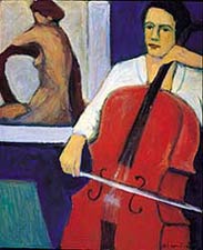 Cellist and Painting of Nude, Copyright 2000, Alan Post -- Click to Expand...