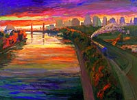 Sacramento Skyline and River, Copyright 2001, Jian Wang -- Click to Expand...