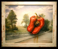 Nude Self-Portrait Behind Bell Pepper, Copyright 1998, Myron Stephens -- Click to Expand...